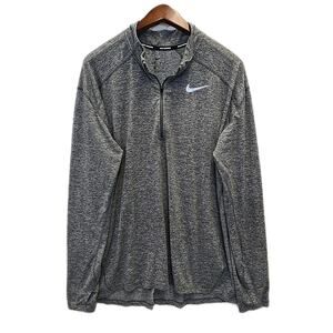 Nike Running Mens Dri-Fit 1/4 Zip Pullover Sz XL Gray Stretch Reflective